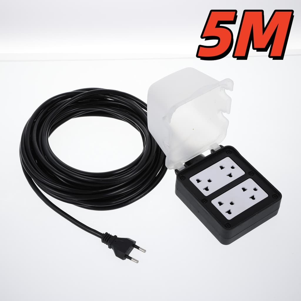 ปลั๊กพ่วงสนามบล็อกยาง 4x4 ฝาครอบกันน้ำ สายไฟ VCT 2×4 มม. กำลังสูงสุด 3500W ความยาว 5-20m ทนทานใช้กลางแจ้ง รูปที่ 9