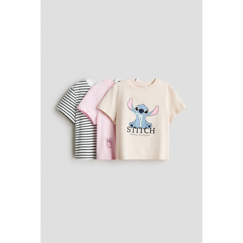 H&M(เอชแอนด์เอ็ม) ชุดเสื้อยืดเจอร์ซีย์พิมพ์ลาย 3 ชิ้น Girls 3-pack printed jersey tops 0937175_18