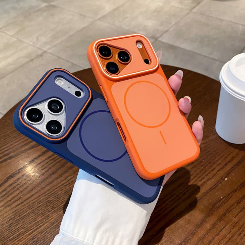 สีชน พีซี เคสแข็งแม่เหล็กสําหรับ ไอโฟน 11 12 13 14 15 16 17 มือโปร สูงสุด บวก ออกแบบอย่างน้อยที่สุดผิวเคลือบเคสโทรศัพท์แม่เหล็กสําหรับ ไอโฟน16 กรณีฝา รูปที่ 2