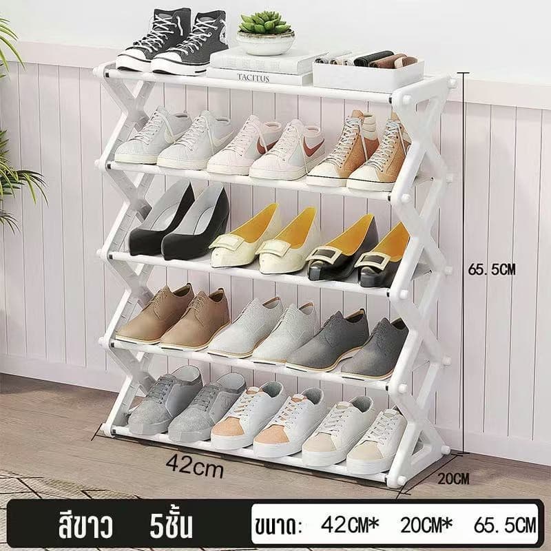 Aura Tee ชั้นวางรองเท้า 4 ชั้น ชั้นวางรองเท้า 5 ชั้น พร้อมฉากกั้นผ้าหนา ชั้นหนึ่งสามารถถอดออกเพื่อวางรองเท้าได้ รูปที่ 8
