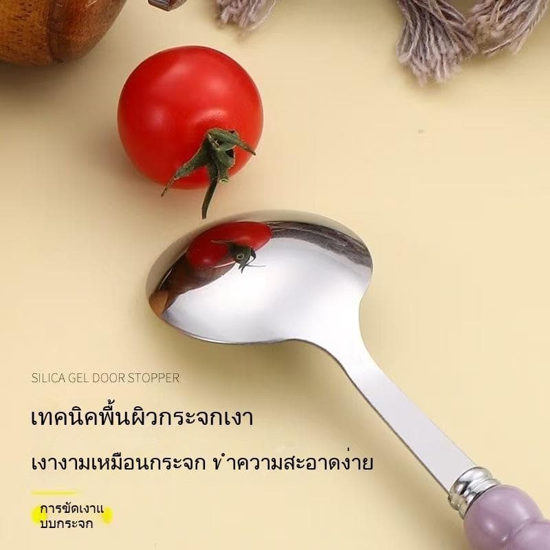 ช้อนส้อมสแตนเลสสีมุก ด้ามเซรามิก กันลื่น รูปที่ 8