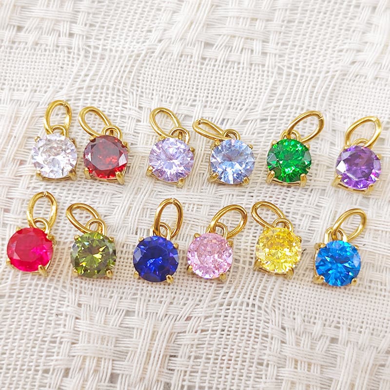 ZHENLจี้หินเกิดทรงกลม 7มม. 4ขาตั้ง 316Lสแตนเลสแท้ ฐาน14K/เงิน925 12สี เล่นแสงสวย ไม่ลอกไม่ดำ ไม่แพ้ผิว กันน้ำ100% ห่วงเปิดปิด อะไหล่ทำเอง เสริมดวง ของขวัญแม่ เพื่อนสนิท รูปที่ 4
