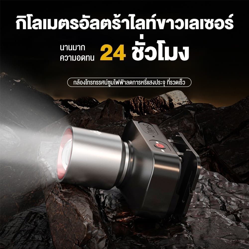 1แถม1ไฟฉายแรงสูง ไฟฉายคาดหัว ซูมได้ ไฟฉายพกพา ชาร์จไฟUSBส่องไกล สว่างมาก รูปที่ 2