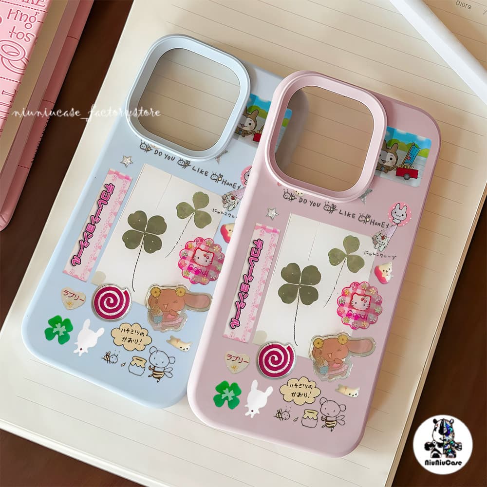 การ์ตูนโคลเวอร์โชคดี Case เคสไอโฟน For iPhone 11 17 16 15 12 13 14 15 Pro Max XR X XS Max 7 8 16 Plus เคสมือถือ สีพื้น รูปที่ 9