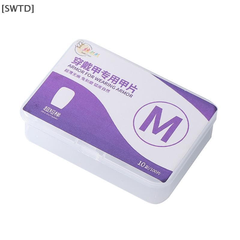 SWTD เล็บปลอมกดบนบางเฉียบ 100 ชิ้น พร้อมแผ่นเจลใส ระบบขยายเล็บ อุปกรณ์ศิลปะ รูปที่ 1