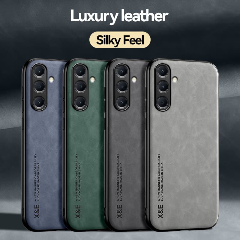 สําหรับ Samsung Galaxy A17 A07 A56 A36 A26 A06 A16 A12 A13 A14 A15 A23 A24 A25 A33 A34 A35 A37 A52 A52S A53 A54 A55 A57 หรูหราหนังแม่เหล็กโทรศัพท์กรณีกล้องป้องกันสีทึบกันกระแทกซิลิโคนนุ่มฝาครอบ รูปที่ 6