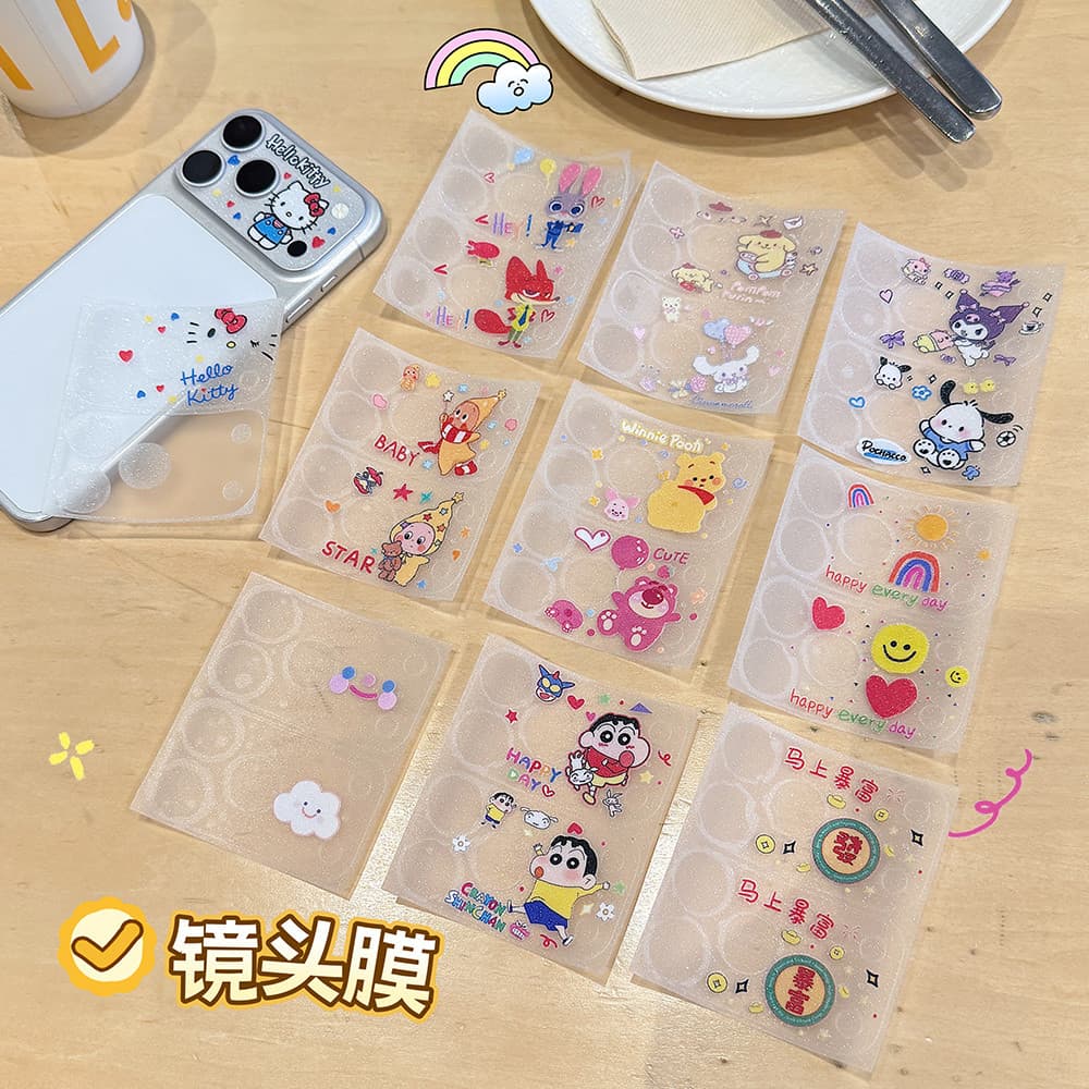 Ultra Thin Bear Star Man การ์ตูนแมว Hollow Out Glitter สติกเกอร์สําหรับ iPhone 17 Pro Max 17 Pro ฟิล์มนุ่มฐานเลนส์ชิ้น รูปที่ 2
