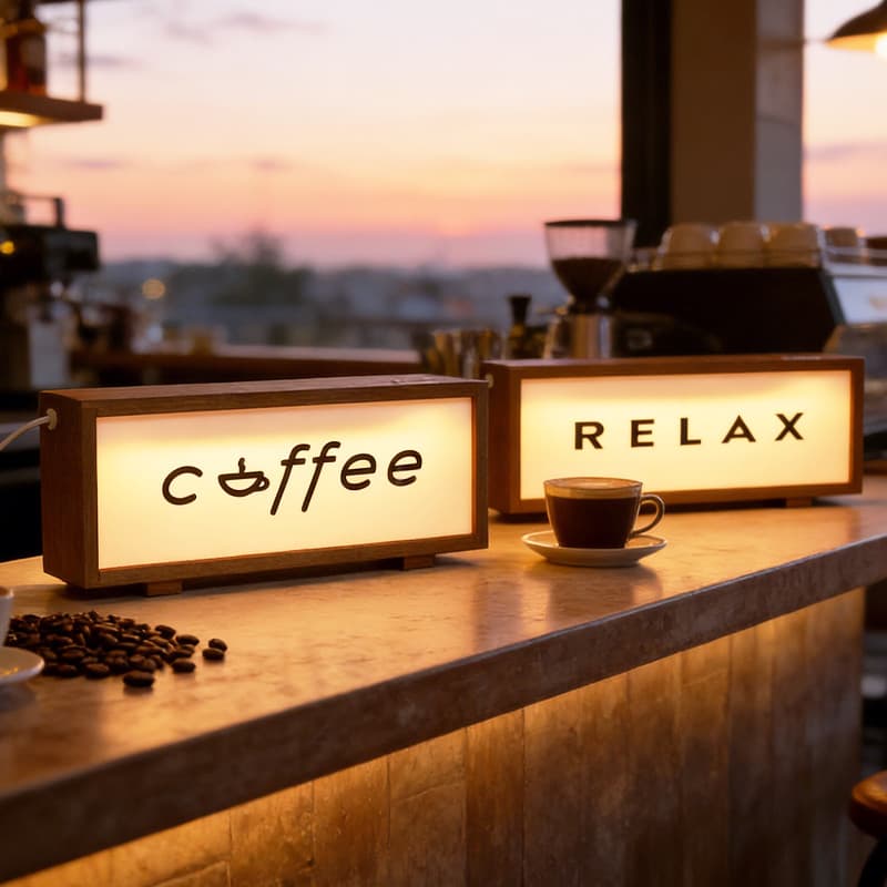 โคมไฟไม้ LED แบบแบตเตอรี่ ป้ายกาแฟกรอบไฟ ใช้เป็นไฟกลางคืน ตกแต่งบ้าน ร้านกาแฟ บาร์ ครัว รูปที่ 9