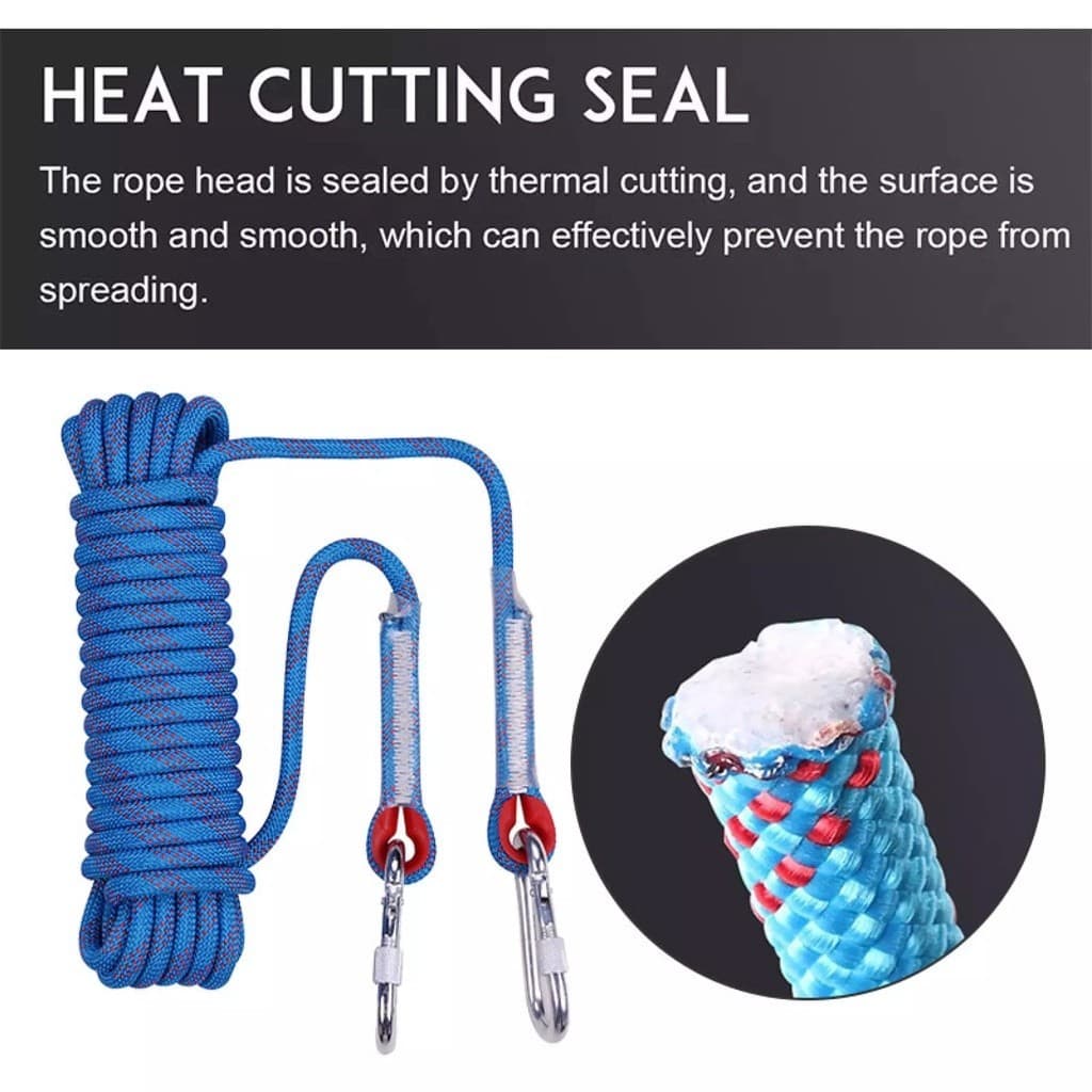 10m/40m เชือกโรยตัว เชือกปีนเขา อุปกรณ์ปีนเขา อุปกรณ์โรยตัว Climbing Rope w/ Hook High Strength Emergency Safety Fire รูปที่ 2