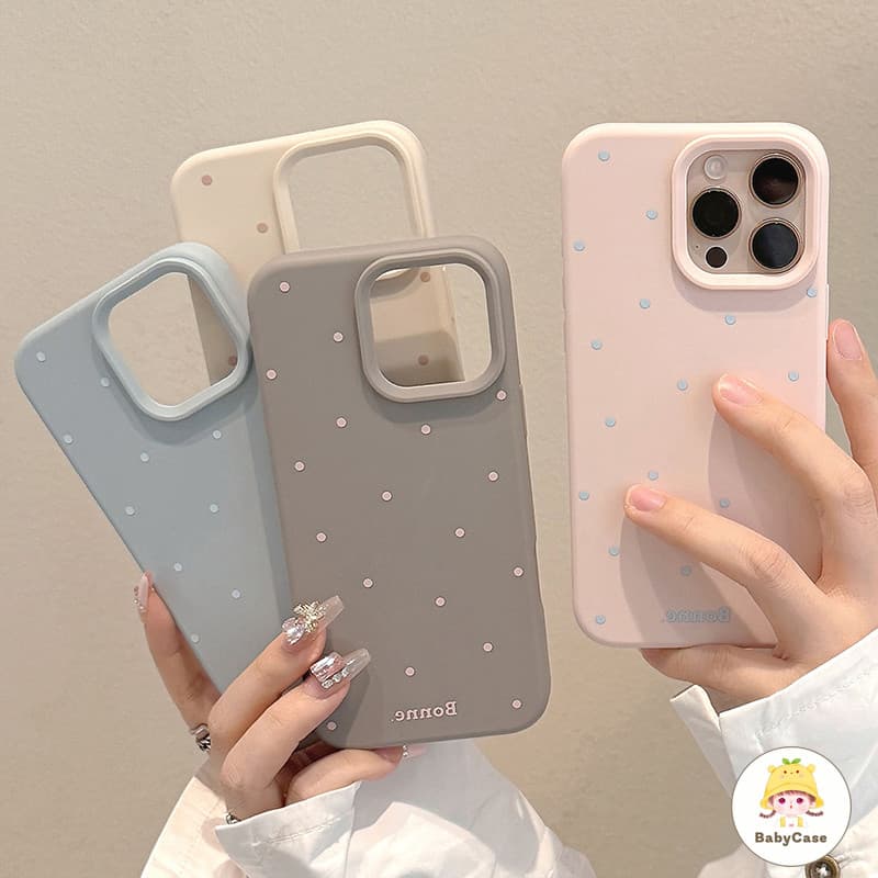 เคสสำหรับ iPhone 17 14 15 11 16 12 13 Pro Max 15 Pro 16E 16 14 15 Plus เคสโทรศัพท์ลายจุดหลากสี เรียบง่ายและดูดีมีสไตล์ รูปที่ 1
