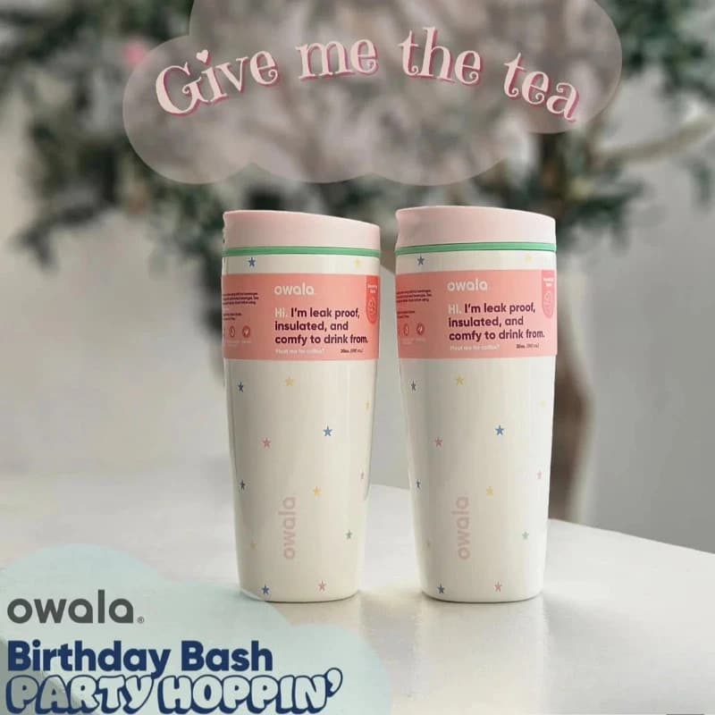 Owala SmoothSip Slider 20oz Tumbler พร้อมแก้วฉนวนด้านในเซรามิกพร้อมฝาปิด Slider No-Spill สําหรับกาแฟร้อน & Iced Latte รูปที่ 2