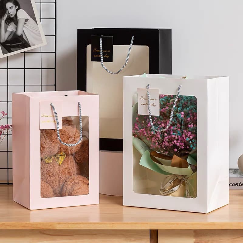 🛍️ขายส่ง! ถุงแพ็คเกจหน้าต่างใส เห็นของinsideชัดเจน กระดาษเหนียวไม่ขาดง่าย สำหรับห่อตุ๊กตา/ดอกไม้ ราคาพิเศษ