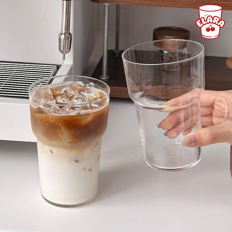 แก้วสไตล์เรียบง่ายส่วนตัว หนาแน่น ทนทาน 450ml เหมาะกาแฟเย็น นม น้ำผลไม้ คาเฟ่ บ้าน รูปที่ 3