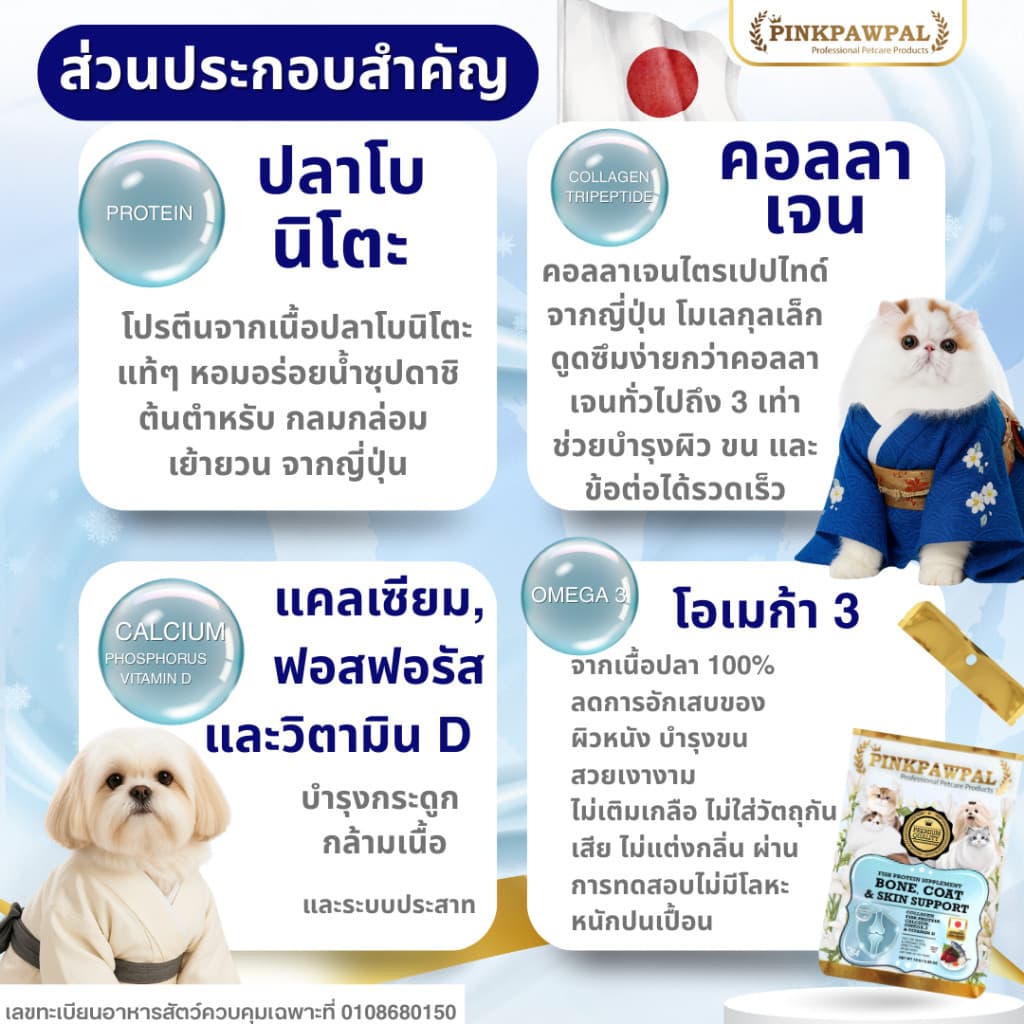 PINKPAWPAL ผงคอลลาเจน&โปรตีน บำรุงข้อต่อ กระดูก เส้นขน ผิวหนัง ขนาด 100g./30g. รูปที่ 3