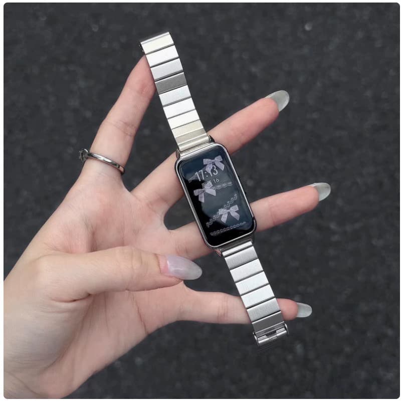 Stainless Steel Watch Strap For สาย Huawei Band 11 pro Strap Metal Huawei Band 11 สาย Steel สาย Huawei Band 10 Strap Slim Huawei Band 6/ Huawei Band 7/ Huawei Band 11 pro สาย Huawei Band 9 Strap Huawei band 7 Strap Replacement Huawei Band 11 pro สาย รูปที่ 3