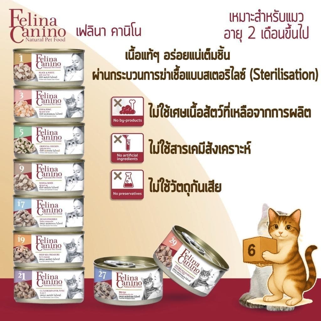 Felina Canino Single Protein เปียกแมว เนื้อเน้นๆ ไม่เติมเกลือ เหมาะกับน้องแมวอายุ 2 M+ รูปที่ 3