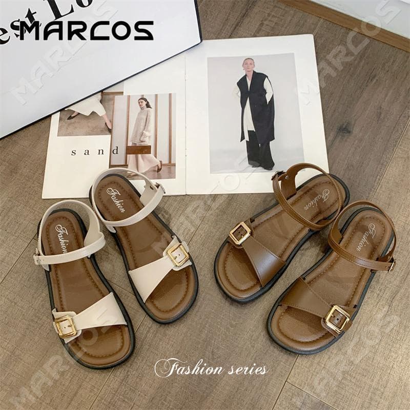 MARCOS รองเท้าแตะผู้หญิง พื้นนุ่ม ตกแต่งโลหะ รองเท้าแฟชั่นผู้หญิง ป้องกันลื่น สวมใส่สบาย รอง เ ทา แตะผู้หญิง #10 รูปที่ 6