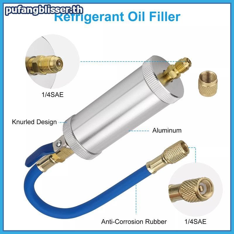 PUSER R12 R134A R22 เครื่องปรับอากาศรถฉีดน้ํามันย้อมเครื่องมือฉีด 2 ออนซ์ 1/4 "น้ํามันเหลวบริสุทธิ์ Coolant Filler Tube. รูปที่ 7