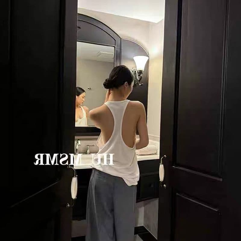 เสื้อกล้ามแขนกุดสไตล์กีฬาสำหรับฤดูร้อน ออกแบบเรียบง่าย มีไซส์ใหญ่ให้เลือก เหมาะสำหรับผู้หญิง เสื้อกล้ามสายเดี่ยวทรงหลวม สีพื้น ดีไซน์หลังเปิด สไตล์สปอร์ต ไม่มีแขน ใส่สบาย ยืดหยุ่น รองรับไซส์ใหญ่ ถึง300ปอนด์ เหมาะใส่ออกไปข้างนอก ออกกำลังกาย ฟิตเนส รูปที่ 7
