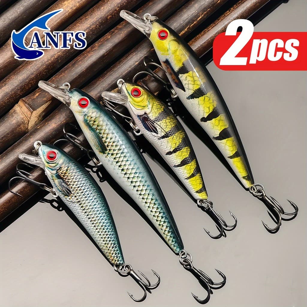 2 ชิ้นที่มีสีสัน Sinking Minnow เหยื่อตกปลา-Realistic Design เหยื่อประดิษฐ์รูปแบบVibrant สําหรับตกปลาน้ําจืดน้ําเค็ม รูปที่ 3