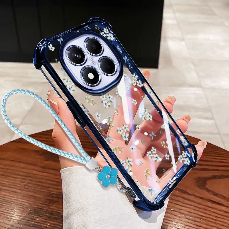 VRQR สําหรับ Xiaomi Redmi Note 15 Pro Plus หมายเหตุ 15 Pro + 5G 4G Poco M8 Pro 5G พิมพ์ดอกไม้กันกระแทกใสเคสโทรศัพท์พร้อมเชือกดอกไม้ รูปที่ 7