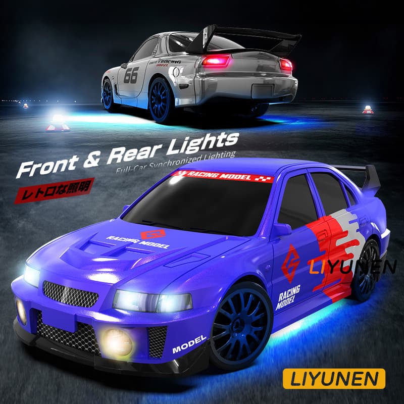 1/24 4WD RC Drift รถของเล่น RX7 GTR รุ่น Proportional คันเร่งรีโมทคอนโทรลความเร็ว Racing กีฬา Mitsubishi EVO Porsche Mustang รถของเล่นเด็ก AE86 รูปที่ 3
