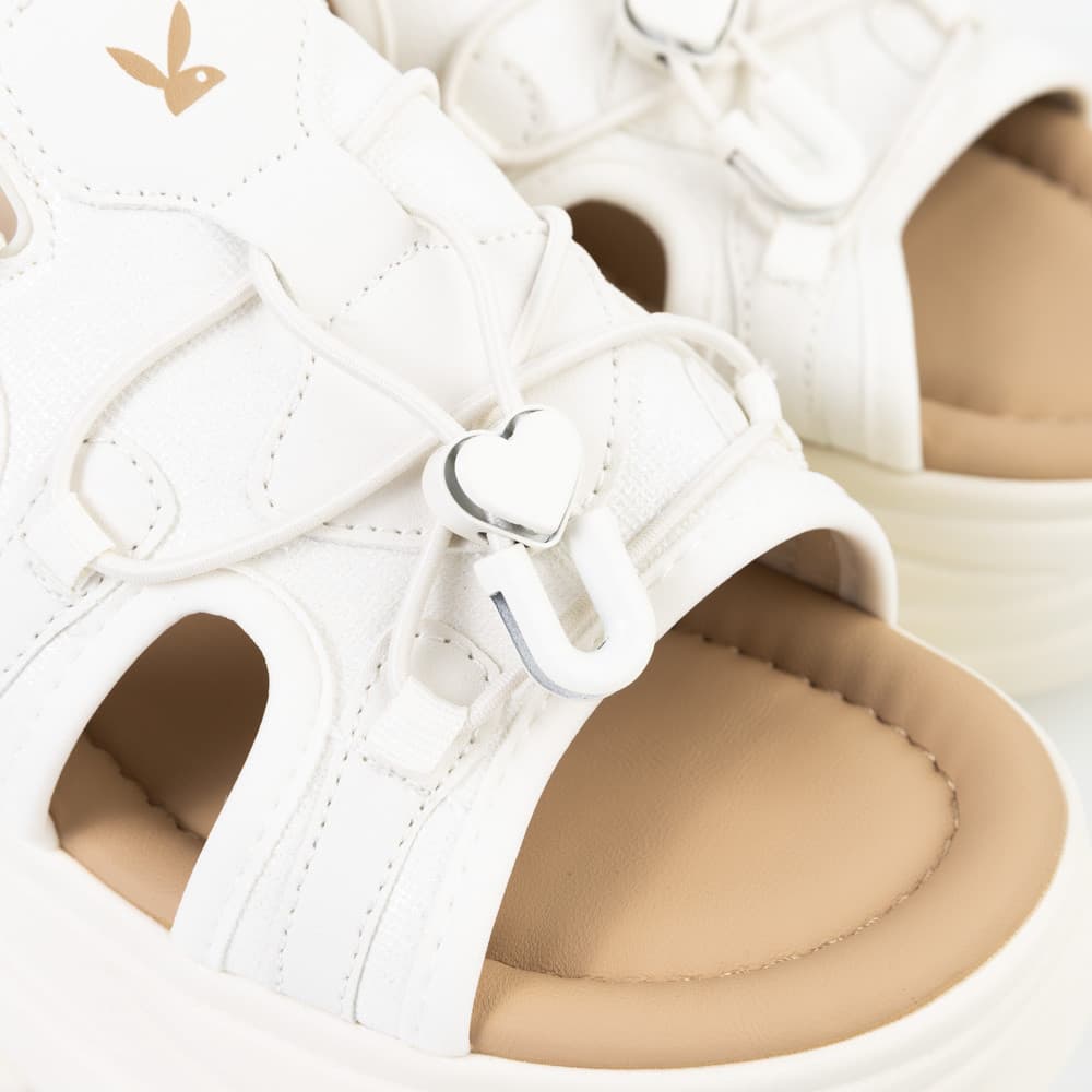 Playboy รุ่น Kady Slingback Sandals รองเท้าแตะรัดส้น รหัสST-H261C1244-WH ดีไซน์รัดส้นทรงส้นตึกสปอร์ต สีMilkky รูปที่ 7