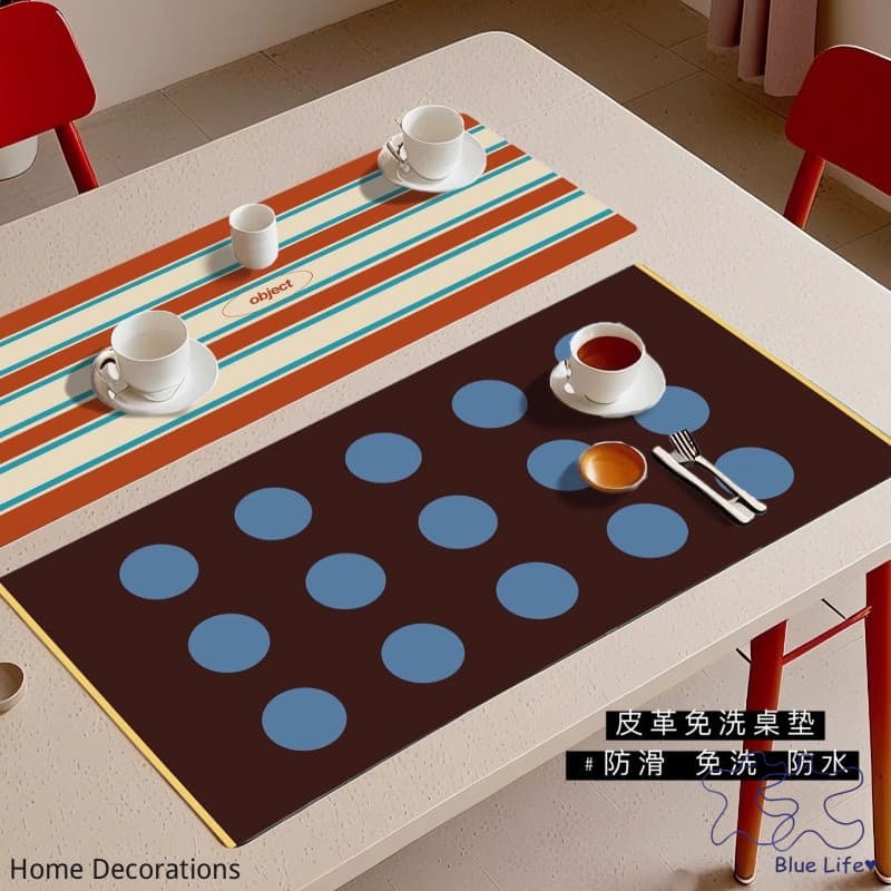 Bauhaus สไตล์ Placemat พรีเมี่ยมกันน้ํา Oilproof หนังบนโต๊ะอาหาร Mat โต๊ะกาแฟโต๊ะ Decor Mat รูปที่ 1