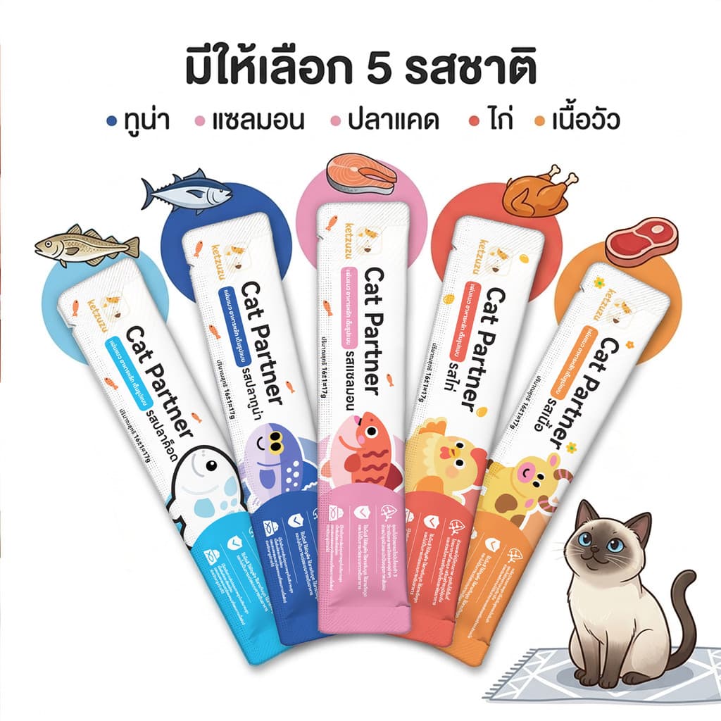 ยกแพ็คสุดคุ้ม 100 ชิ้น! Ketzuzu 17g ขนมแมวเลียเกรดพรีเมียม มูสเนื้อละเอียด ทานง่าย โภชนาการแน่น สำหรับแมวทุกสายพันธุ์ รูปที่ 4