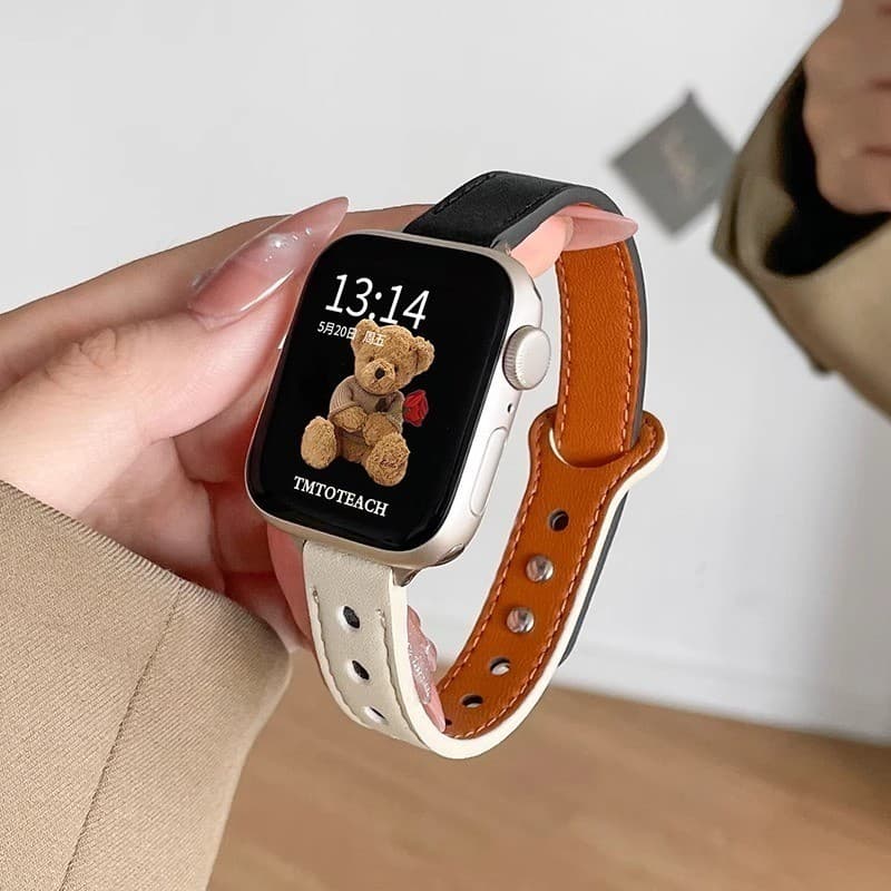 Silm สายหนังสําหรับ Apple Watch 46/42/49/45/41/38/44/40 มม. สําหรับ iWatch Series 11/10/9/8/7/6/5/4/SE2/Ultra3/2 รูปที่ 8