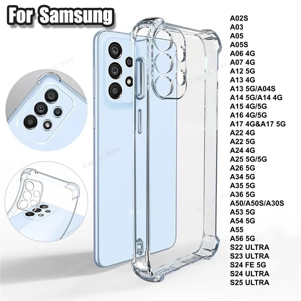 เคสใสสำหรับ Samsung A57 A37 A17 A07 A56 A55 A16 A36 A26 A05S A54 A05 A54 S25 S24 S26 Ultra FE เคสซิลิโคนกันกระแทกแบบนุ่ม รูปที่ 1