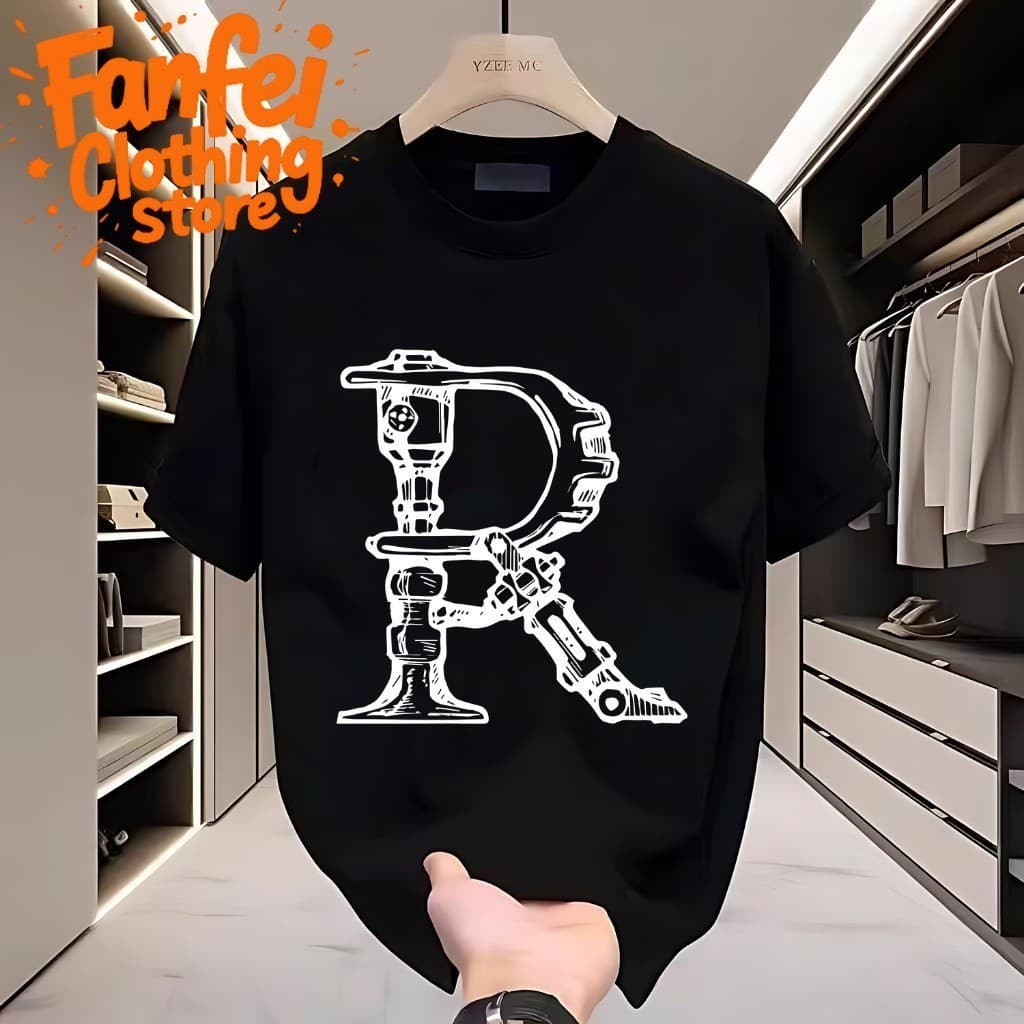 Fanfei เสื้อยืดผู้ชาย รูปแบบตัวอักษร "R" ส่วนบุคคล รูปที่ 9