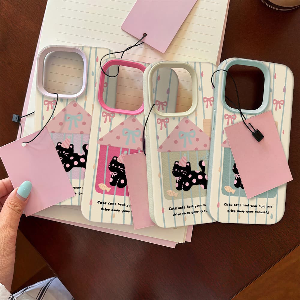 แมวโบว์ผีเสื้อ Silicone TPU เคสไอโฟน For iPhone 11 17 16 15 12 13 14 15 Pro Max 13 14 12 XR X XS Max 7 8 Plus เคสมือถือ รูปที่ 3