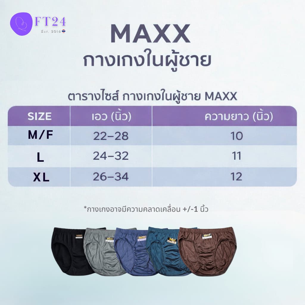 กางเกงในชาย MAXX ขาเว้า คุ้มสุดแพ็ค มี 5 ตัว ผ้าคอตตอน สเปนเด็กซ์ ระบายอากาศดีเยี่ยม ลดอับชื้น รูปที่ 2