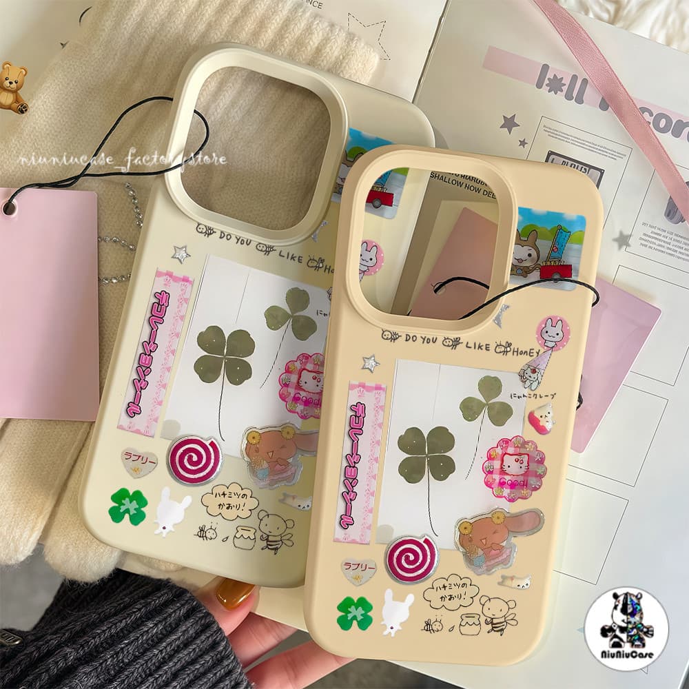 การ์ตูนโคลเวอร์โชคดี Case เคสไอโฟน For iPhone 11 17 16 15 12 13 14 15 Pro Max XR X XS Max 7 8 16 Plus เคสมือถือ สีพื้น รูปที่ 7