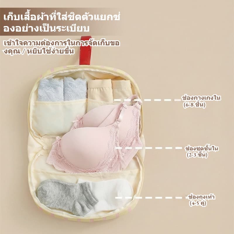 ถุงเก็บชุดชั้นใน ถุงเก็บกางเกงในและถุงเท้า ถุงเก็บของอเนกประสงค์ เหมาะสำหรับใช้ในการเดินทาง พกพาสะดวก รูปที่ 4