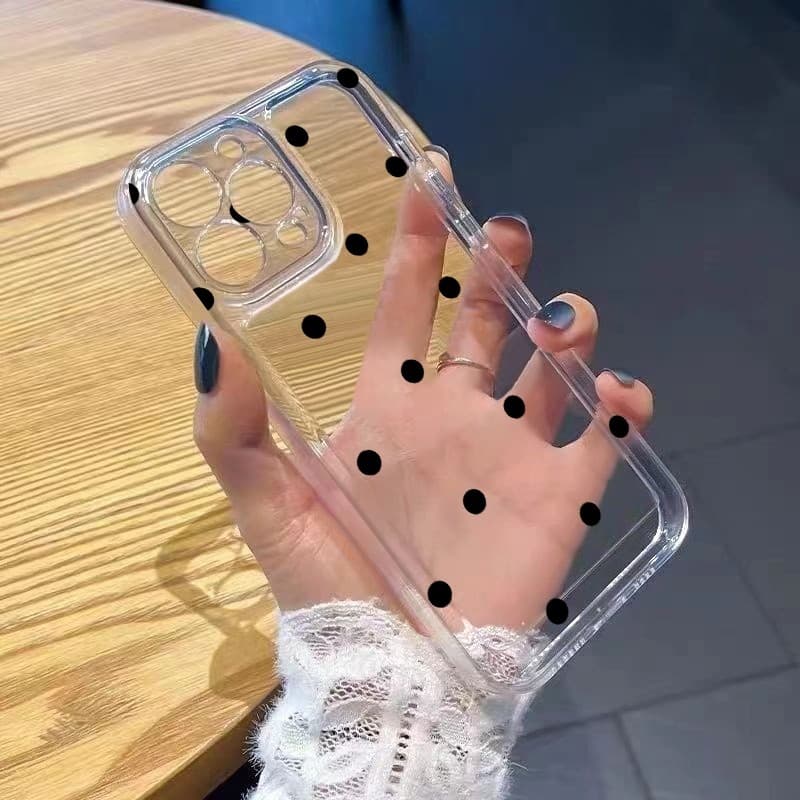สินค้า ! เคสจุดดำ “Black Polka Dot” เคส iPhone17 16 15 Pro Max 14 13 12 11 XS 8 7 เคสจุดดำสไตล์คลาสสิก เคสขอบโ รูปที่ 4