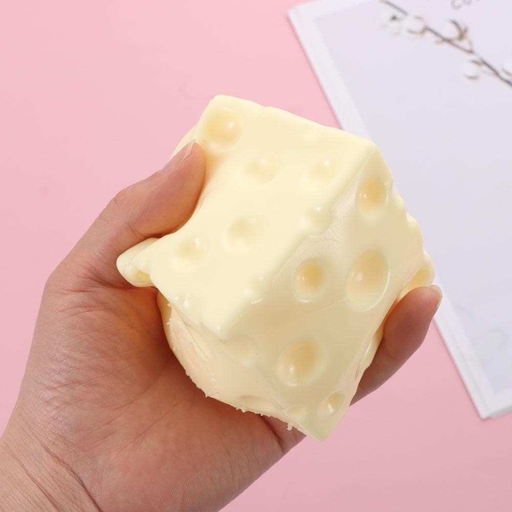 WXDX.TH ชีสบีบ Fidget ของเล่น, Anti-Stress Shapeable Jumbo Cheese Cube Stress Ball, Squishy Texture Non-Bounce ASMR Sensory Stress Toy เด็กผู้ใหญ่ รูปที่ 5