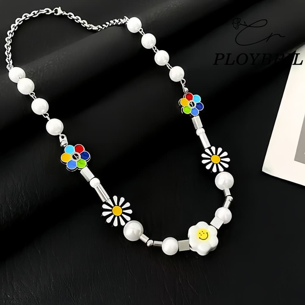 PLOYBRILสร้อยคอ-กำไลข้อมือ ดอกไม้ Unisex ชายหญิง ดีเทลแฟชั่นสุดฮิต Premium necklace flower Unisex S024/X038 รูปที่ 3