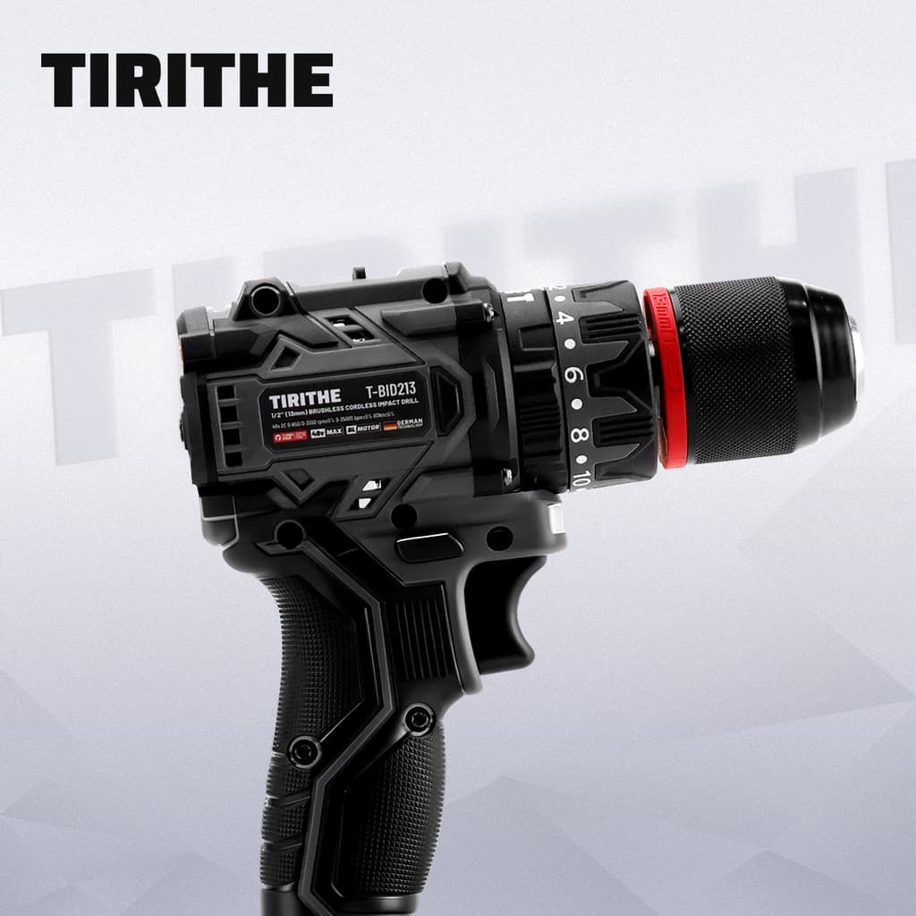 สว่านไร้สายแบบไร้แปรง 13MM เครื่องมือระดับโปร พร้อมแบตเตอรี่ 2 ก้อน – TIRITHE Professional Cordless Drill รูปที่ 5