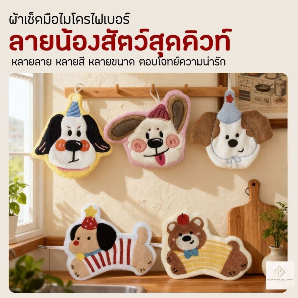 ผ้าไมโครไฟเบอร์ ผ้าเช็ดหน้า ผ้าขนหนู ซับน้ำดี แห้งไว ลดการสะสมแบคทีเรีย ผ้าเช็ดมือ ผ้าเช็ดโต๊ะ พร้อมที่แขวน รูปที่ 9