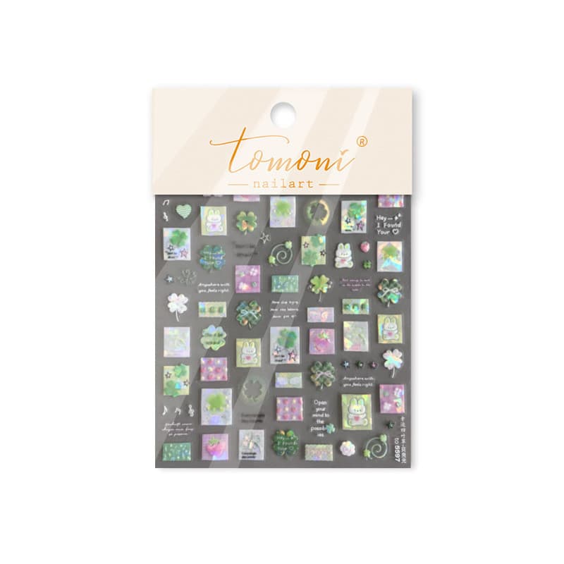 สติ๊กเกอร์แต่งเล็บ tomoni Shell Light ขายดี สติ๊กเกอร์ติดเล็บสดขนาดเล็ก Lucky Four-leaf Clover สติ๊กเกอร์ตกแต่งวัสดุ รูปที่ 5