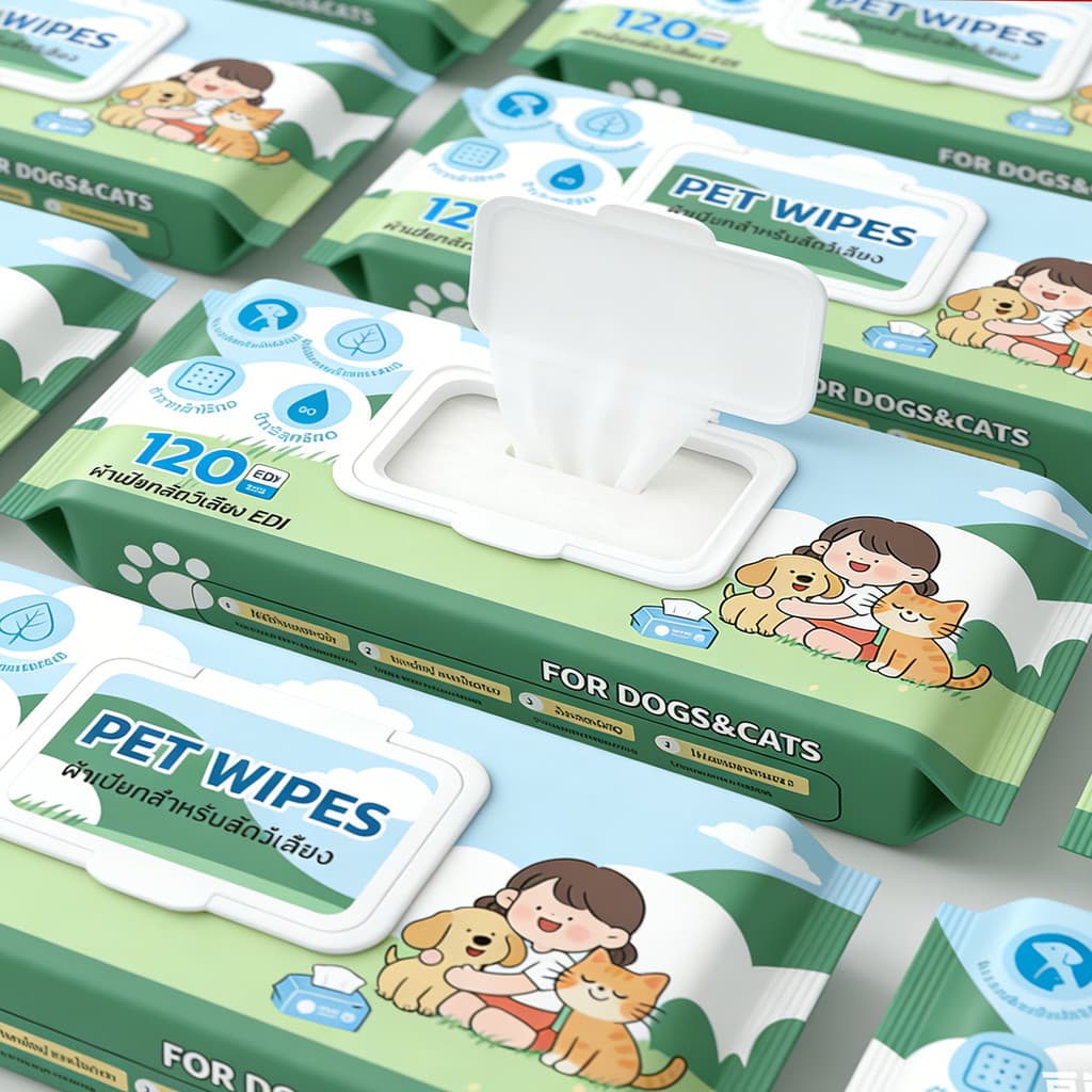 10 แพ็คทิชชู่เปียกสัตว์เลี้ยง 120แผ่น สูตรอ่อนโยน ไม่มีแอลกอฮอล์ เช็ดตา/หู/ตัว อ่อนโยน เส้นใยธรรมชาติ 100% รูปที่ 9