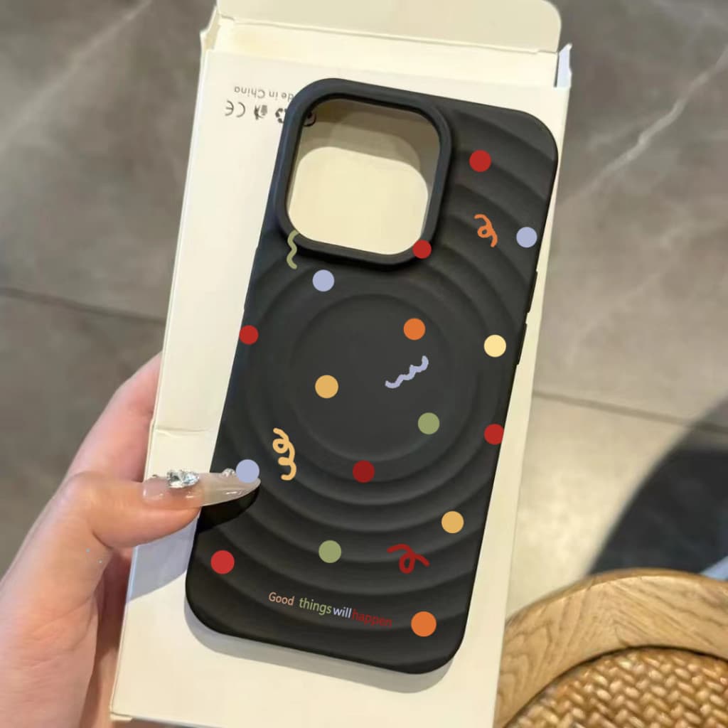 สินค้า ! เคสโทรศัพท์ลายคลื่นและจุดสีสดใสสุดคลาสสิค! เคส iPhone 17/16/15 Pro Max/14/13/12/11 มีฟังก์ชันแม่เหล็ก รูปที่ 1