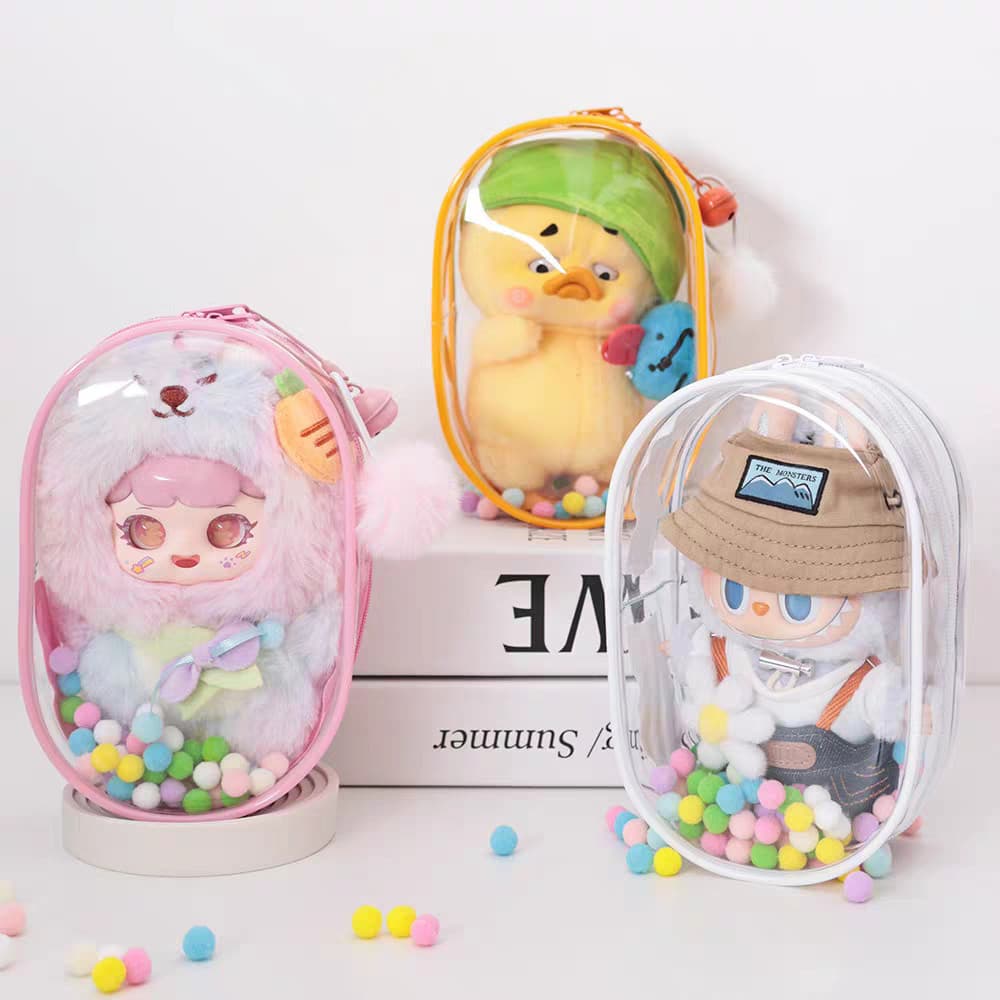 กระเป๋าใส่ลาบูบู้ Labubu กันฝุ่น ขนาด 13/18 /19ซม. กระเป๋า ใสพิเศษ ถุงใส่ลาบูบู้ PVC แบบใส รูปที่ 6