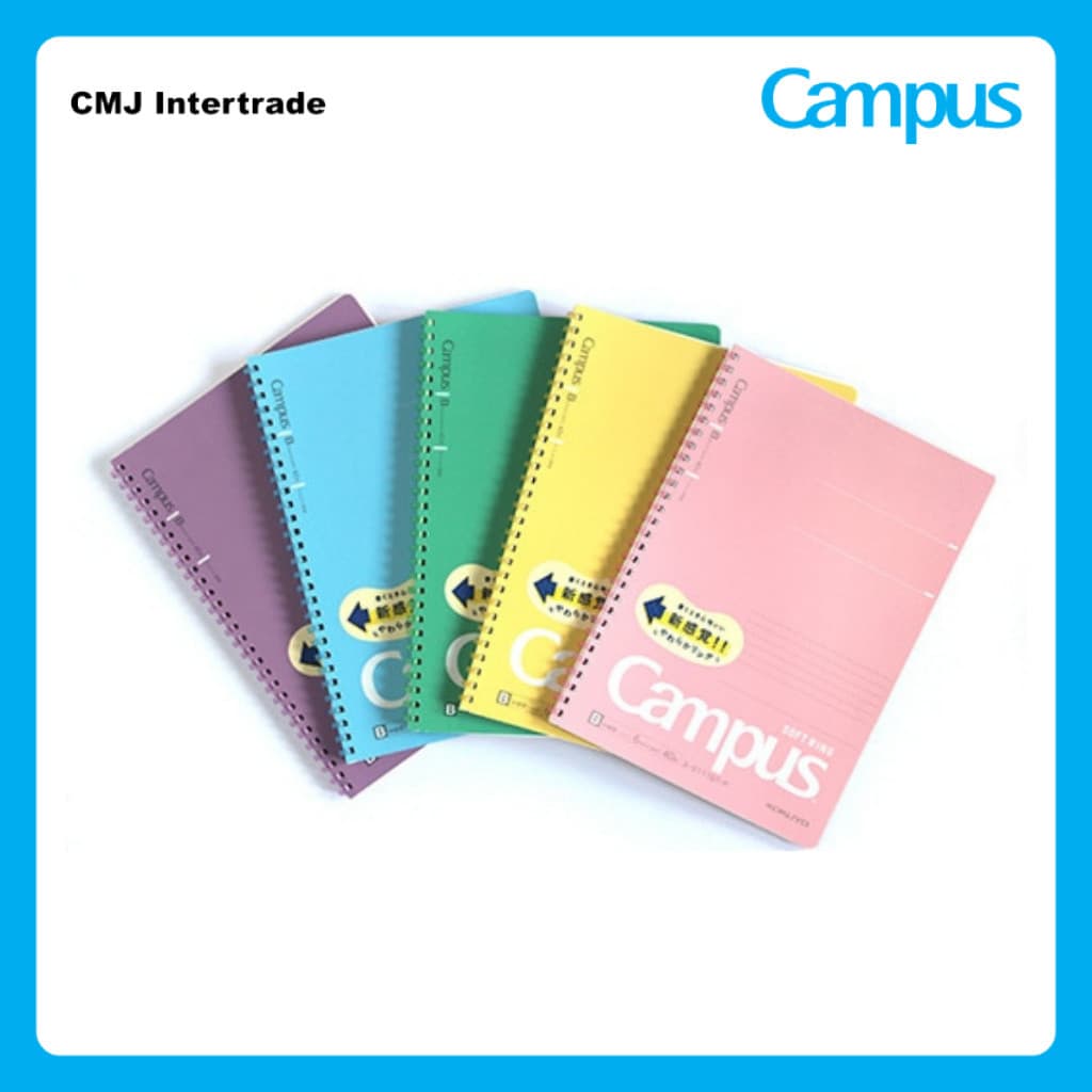 KOKUYO Campus สมุดโน้ต SOFT RING สมุดสันห่วงนิ่ม ขนาด A5 และ B5 สมุดบันทึกลิขสิทธิ์แท้จากญี่ปุ่น สีพาสเทล