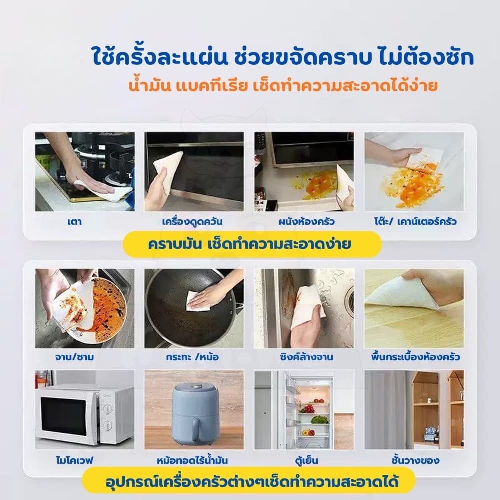 Kitchen Clean Wipes ทิชชูทำความสะอาดสำหรับครัว แผ่นใหญ่ ขจัดคราบน้ำมัน 99% กลิ่นเลมอน รูปที่ 6
