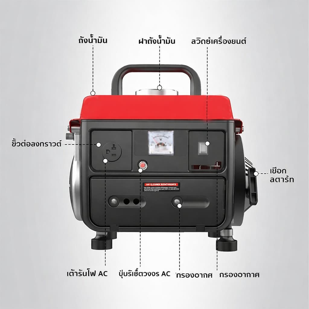 REAIM เครื่องปั่นไฟ Power Box เบนซิน 950W 4 จังหวะ ใช้งานหนักได้ สำรองไฟบ้าน ไฟฉุกเฉิน รูปที่ 8