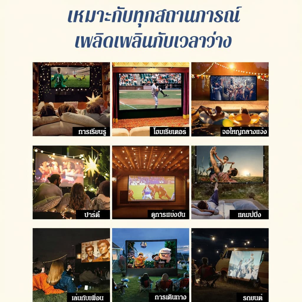 4kHDจอต้านแสงสำหรับโปรเจคเตอร์ PPHจอต้านแสง จอโปรเจคเตอร์ จอโปรเจคเตอร์พับได้แบบพกพาสำหรับใช้ในบ้าน รูปที่ 7