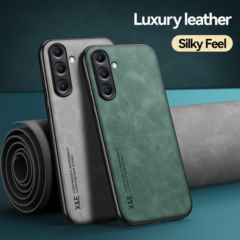 สําหรับ Samsung Galaxy A17 A07 A56 A36 A26 A06 A16 A12 A13 A14 A15 A23 A24 A25 A33 A34 A35 A37 A52 A52S A53 A54 A55 A57 หรูหราหนังแม่เหล็กโทรศัพท์กรณีกล้องป้องกันสีทึบกันกระแทกซิลิโคนนุ่มฝาครอบ รูปที่ 2